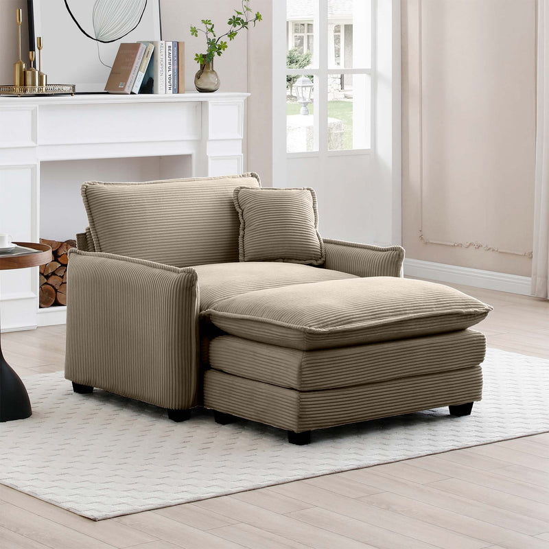 Walker Edison | Cloud Deep Sofa Chair With Ottoman