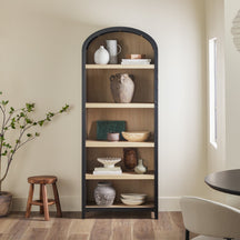 Chantelle Modern Arched Bookshelf with Open Shelves Living Room Walker Edison 