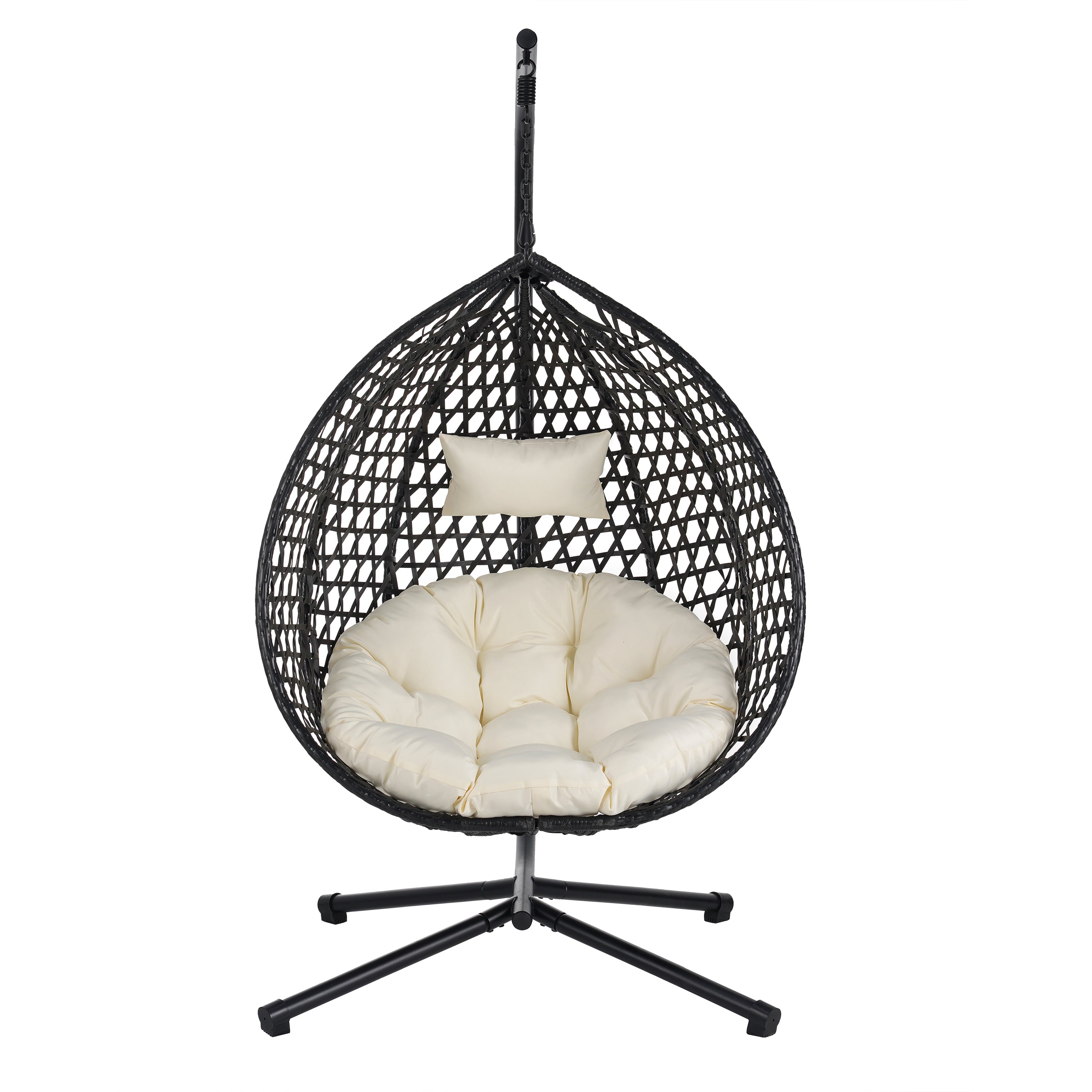 Walker Edison Rattan Hanging Egg Hammock Chair - Thumbnail 2