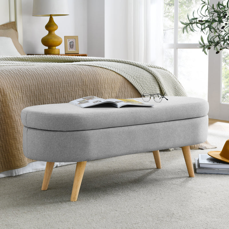 Walker Edison | Linen Oval Ottoman Storage Bench