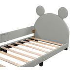 Walker Edison | Twin Size Faux Leather Daybed with Cartoon Ears Shaped Headboard Thumbnail