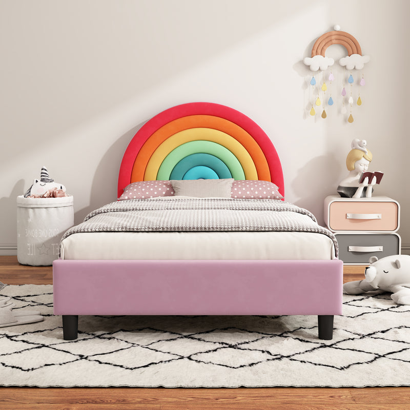 Walker Edison | Rainbow Design Upholstered Twin Platform Bed