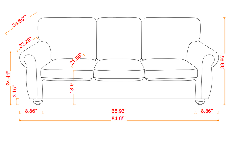 Walker Edison | Chenille Country Rustic 3 Seater Sofa