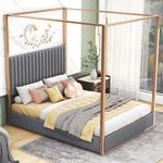 Walker Edison | Upholstered Canopy Platform Bed Thumbnail