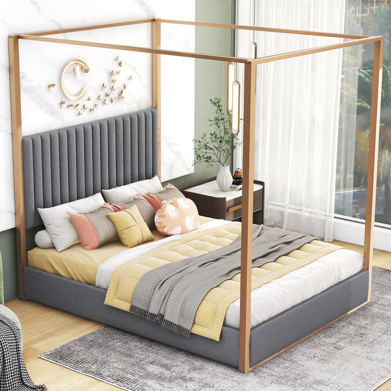 Walker Edison | Upholstered Canopy Platform Bed