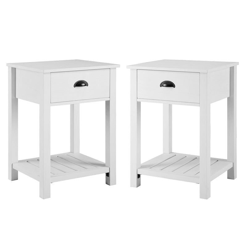 Country Nightstand / Side Table Occasional Walker Edison Side Table 2PK Brushed White 