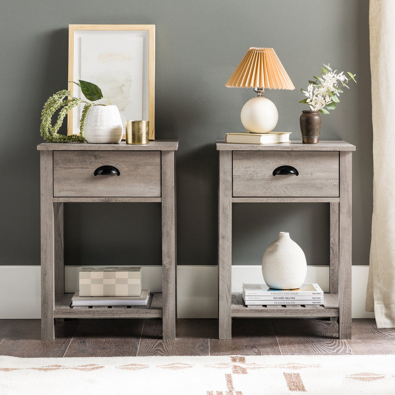 Country Side Table Occasional Walker Edison Side Table 2PK Grey Wash 