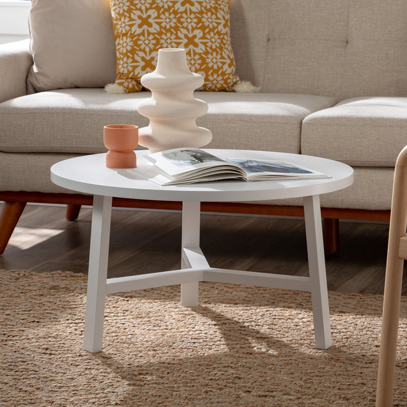 Emerson Coffee Table Occasional Walker Edison Solid White 