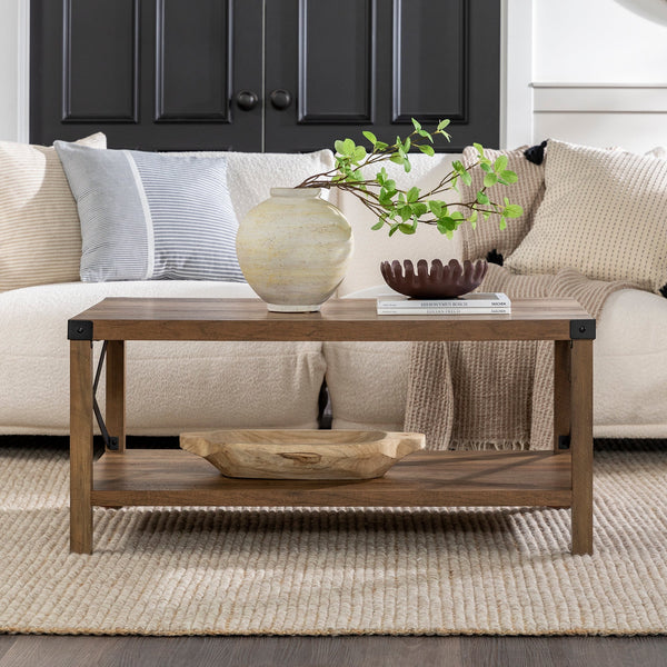 Barn Door Coffee Table Living Room Walker Edison 