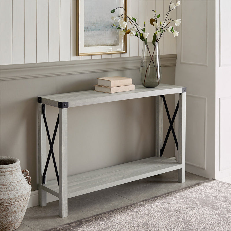 Metal X Entry Table Occasional Walker Edison Stone Grey 