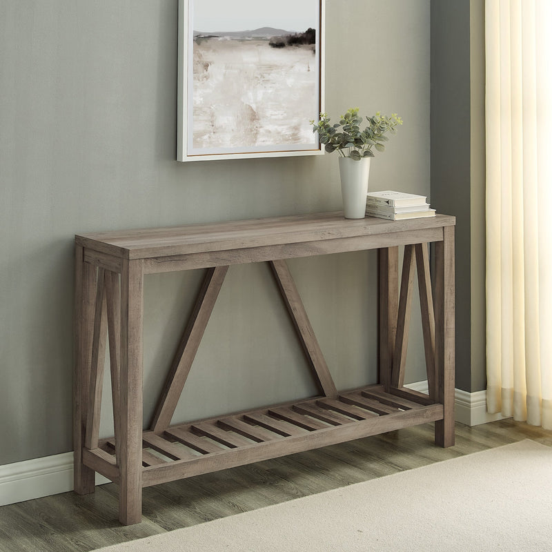 Rustic A-Frame Entry Table Occasional Walker Edison Grey Wash 