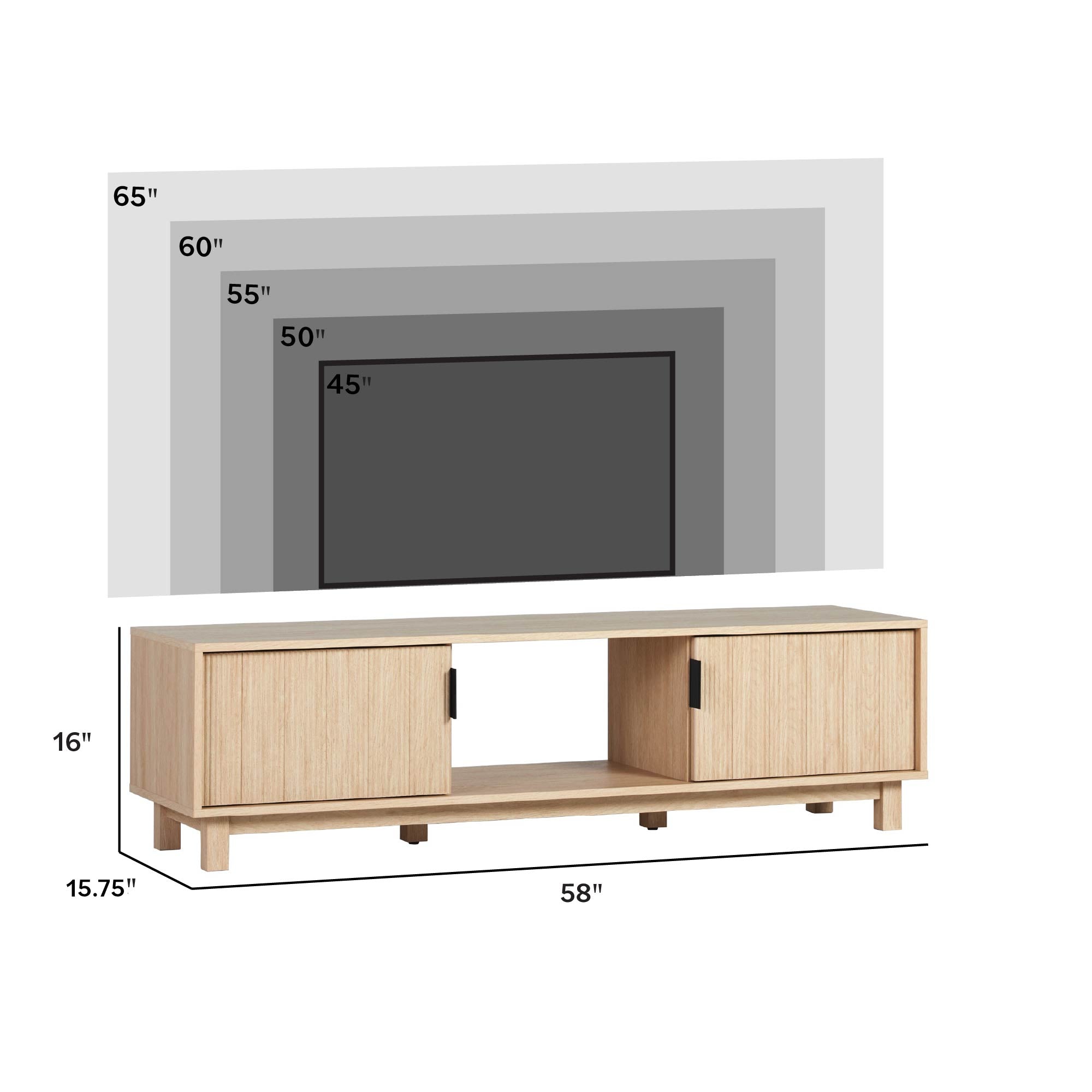 Reema Arundo Scandinavian 2-Door Reeded TV Stand | Walker Edison