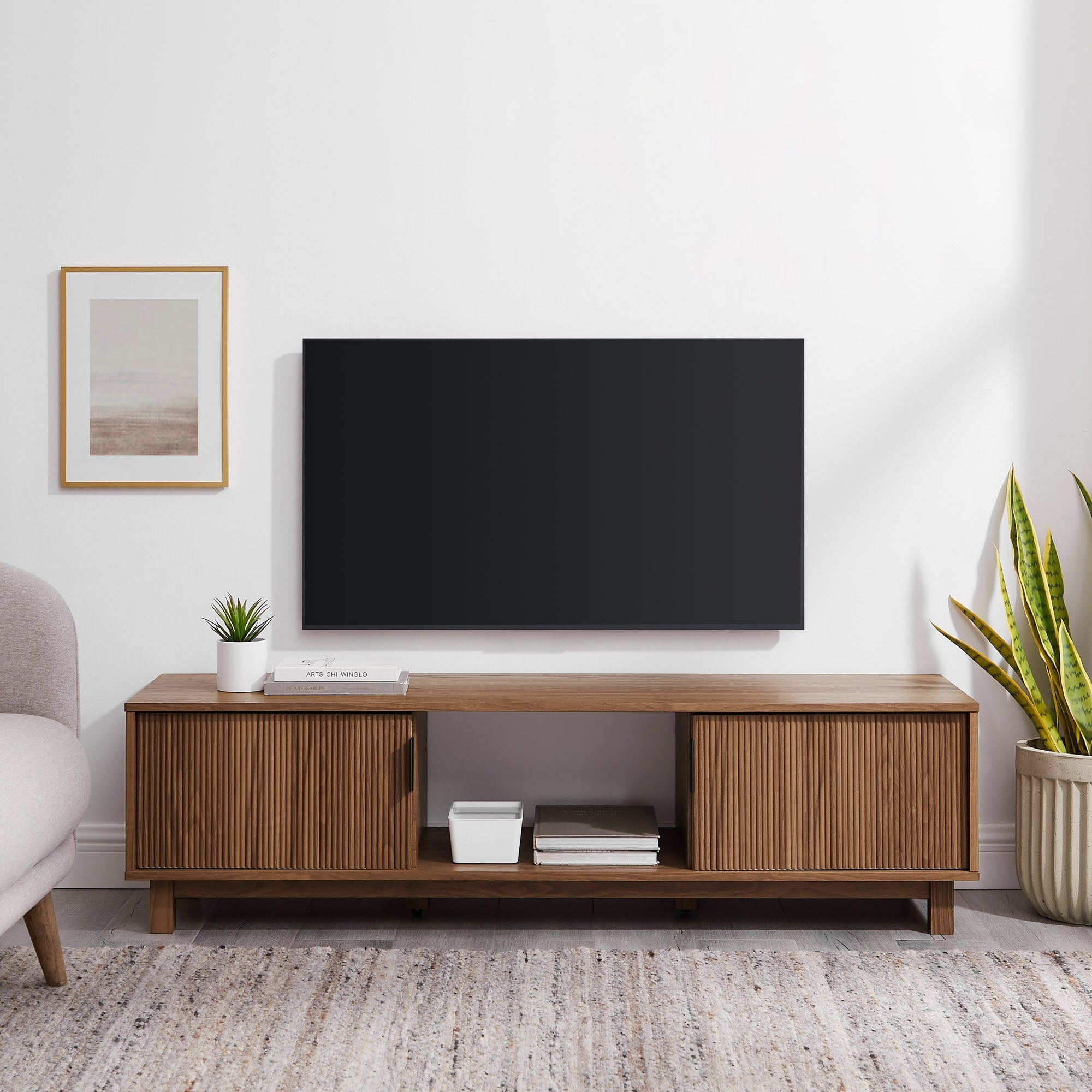 Sleek and Stylish Reeded Scandinavian TV Stand for Modern Homes ...