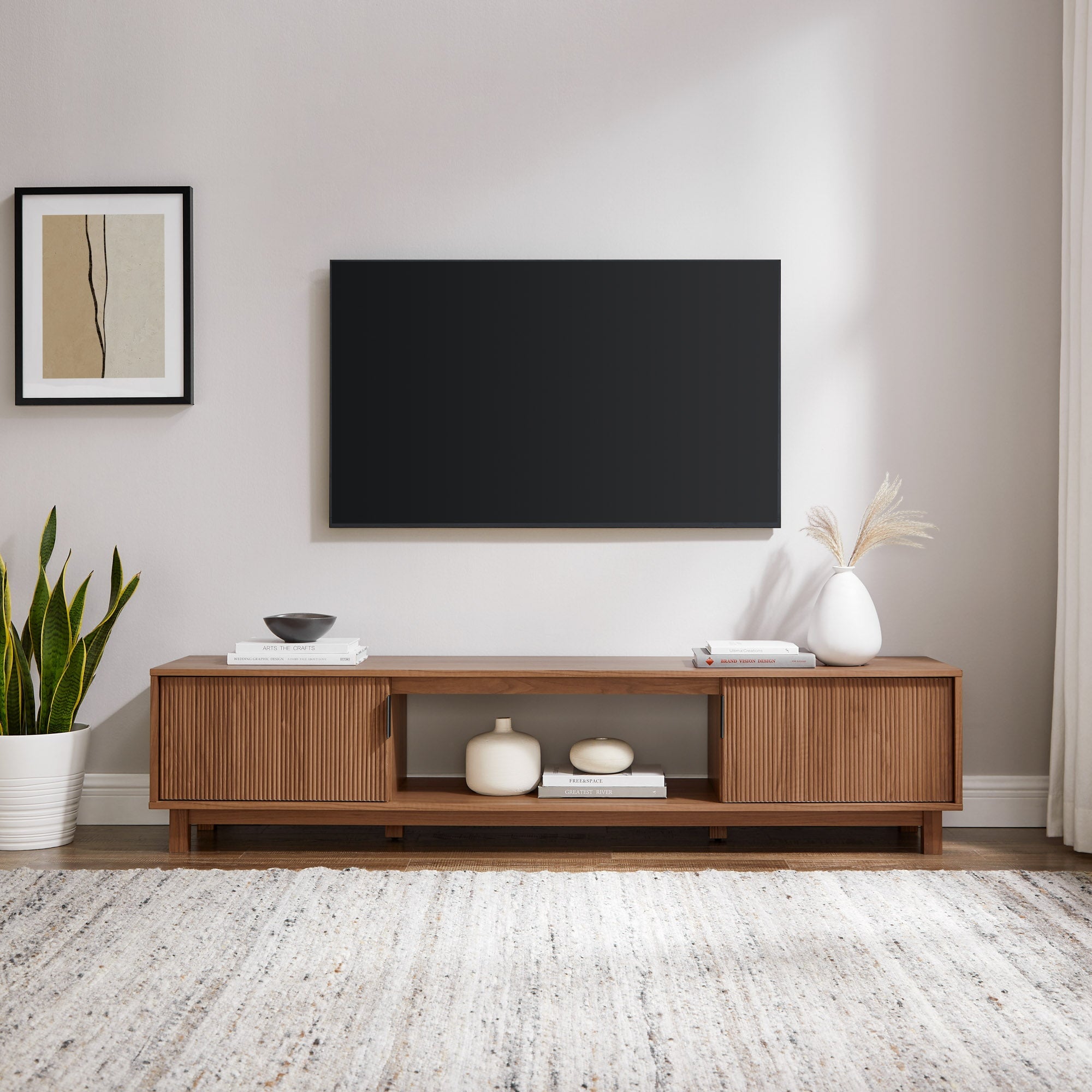 Sleek and Stylish Reeded Scandinavian TV Stand for Modern Homes ...