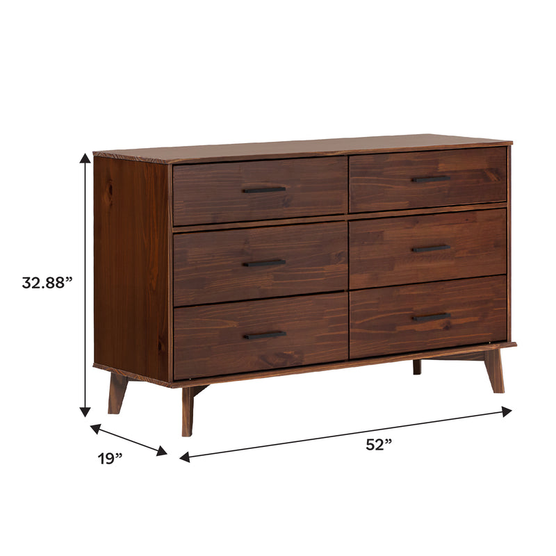Sloane 6-Drawer Modern Solid Wood Dresser with Metal Handles – Walker