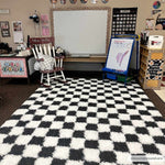 Boutique Rugs - Atira Black & White Checkered Area Rug Rugs Boutique Rugs 7'10" x 10'3" Rectangle  Thumbnail