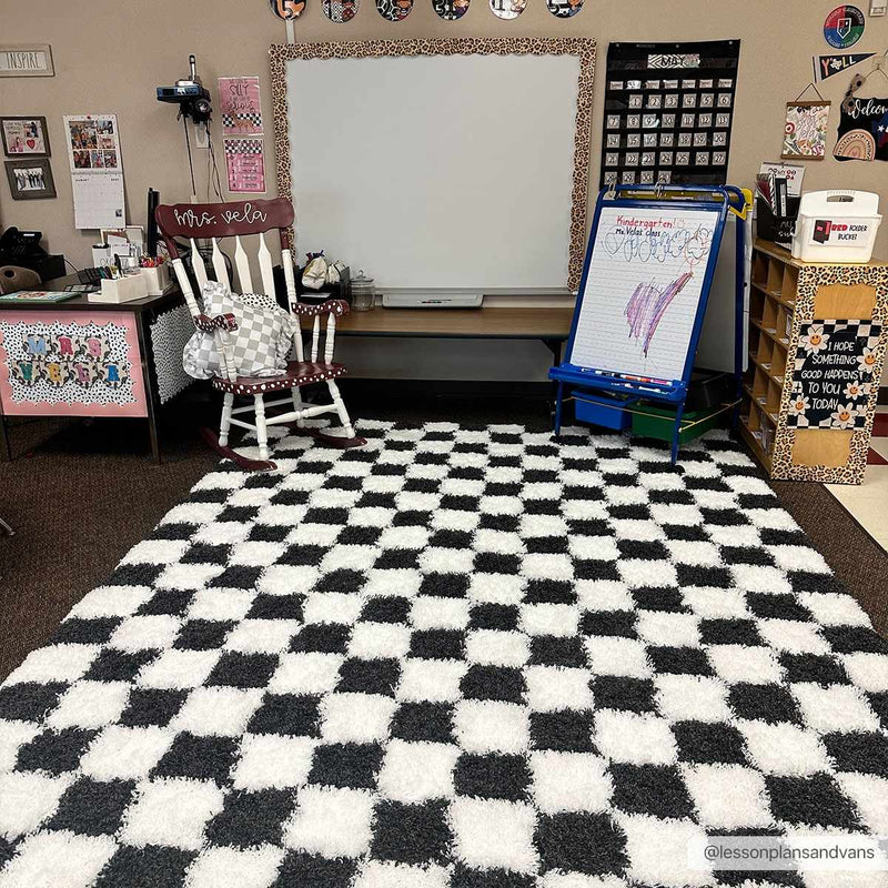 Boutique Rugs - Atira Black & White Checkered Area Rug Rugs Boutique Rugs 7'10" x 10'3" Rectangle 