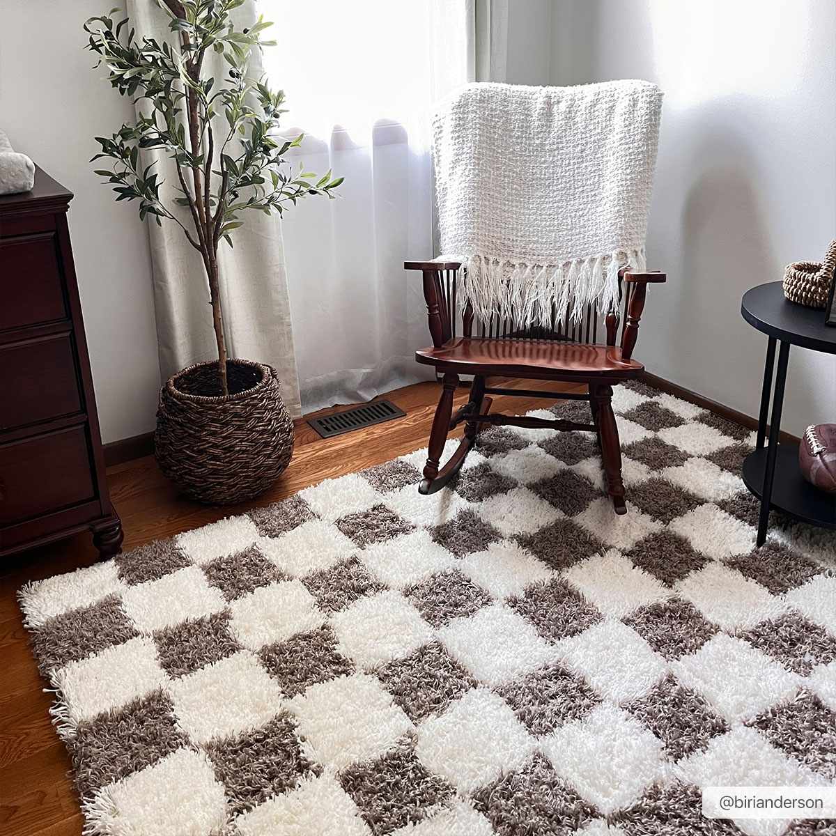 Checked Floor Rug Boutique Rugs - Atira Brown Checkered Area Rug – Walker Edison