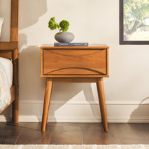 Atticus Solid Wood Mid-Century Modern Nightstand Bedroom Walker Edison Nightstand Caramel 