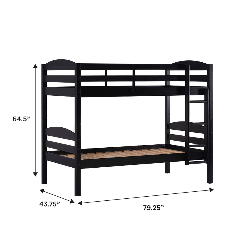 Carolina Transitional Solid Wood Twin-over-Twin Bunk Bed