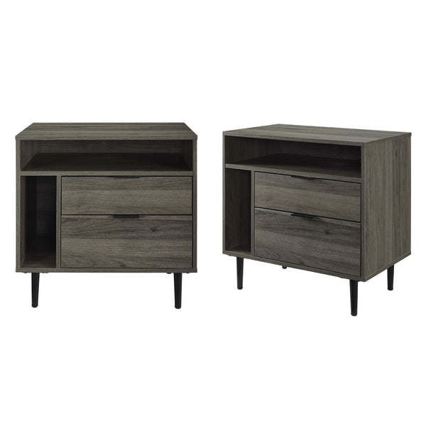 Lincoln Nightstand Occasional Walker Edison Slate Grey 2 Pack 