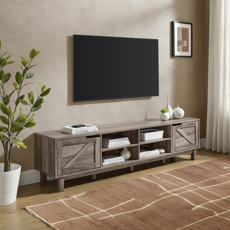 70-inch Extra-Wide Rustic TV Stand for 80 TVs - Natural Wood Finish