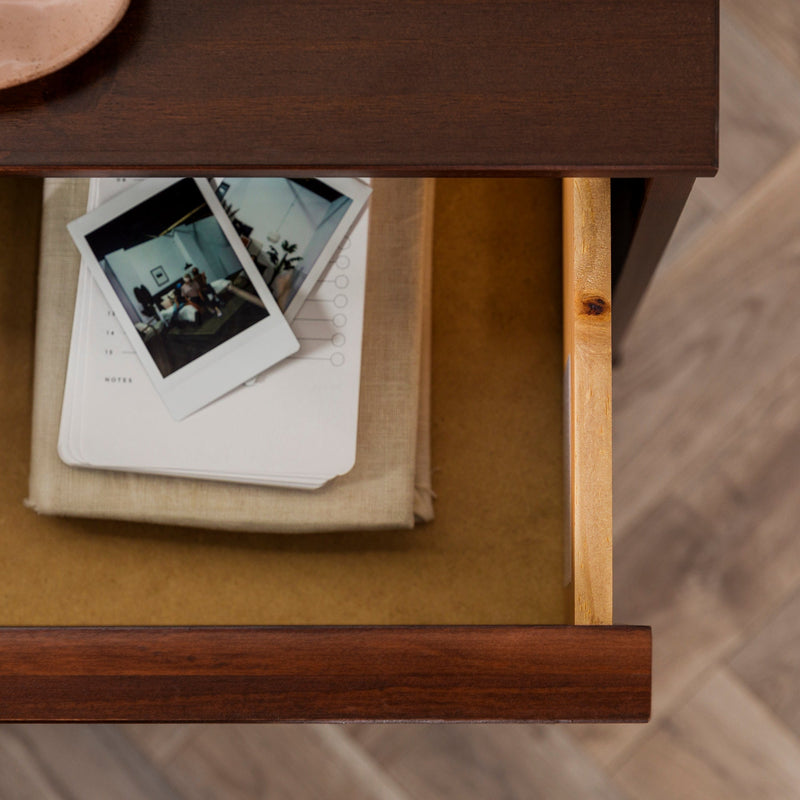 Modern Solid Wood Framed-Drawer Nightstand Living Room Walker Edison 