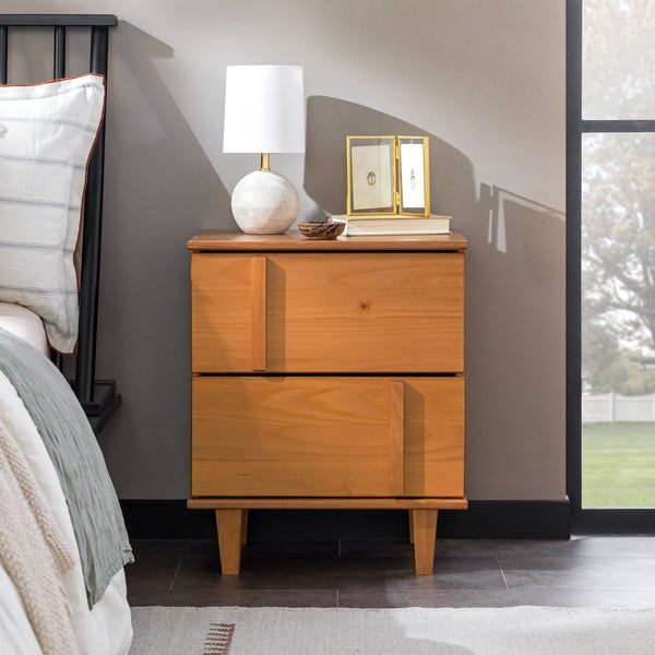 Bronx Modern Solid Wood Nightstand Bedroom Walker Edison Caramel 