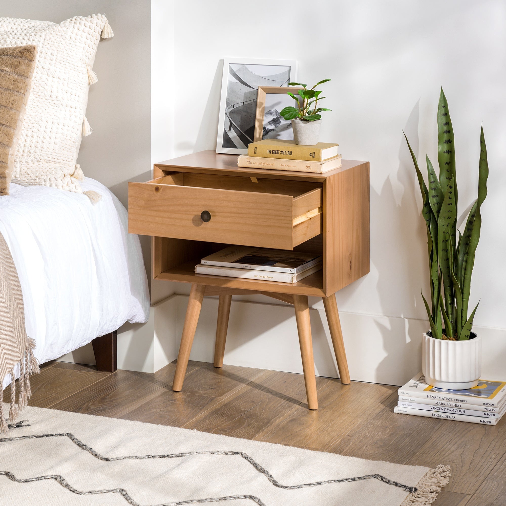 Mid-Century Solid Wood Nightstand Collection (1 or 2 Drawer) – Walker ...