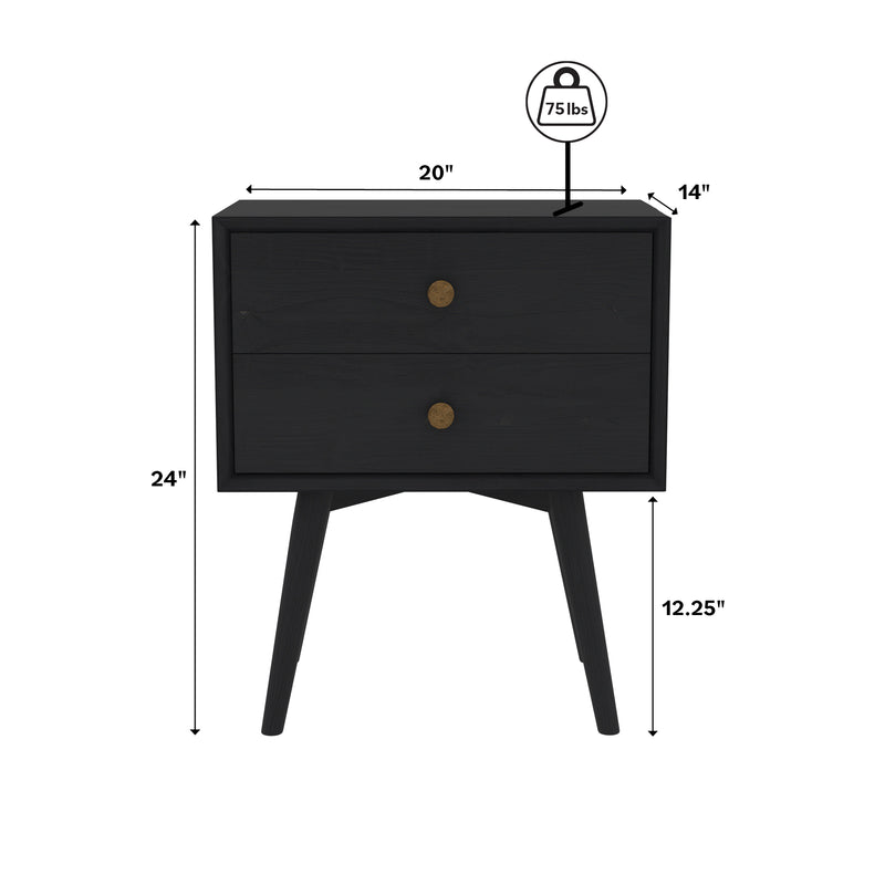 Mid-Century Solid Wood Nightstand Collection (1 or 2 Drawer)