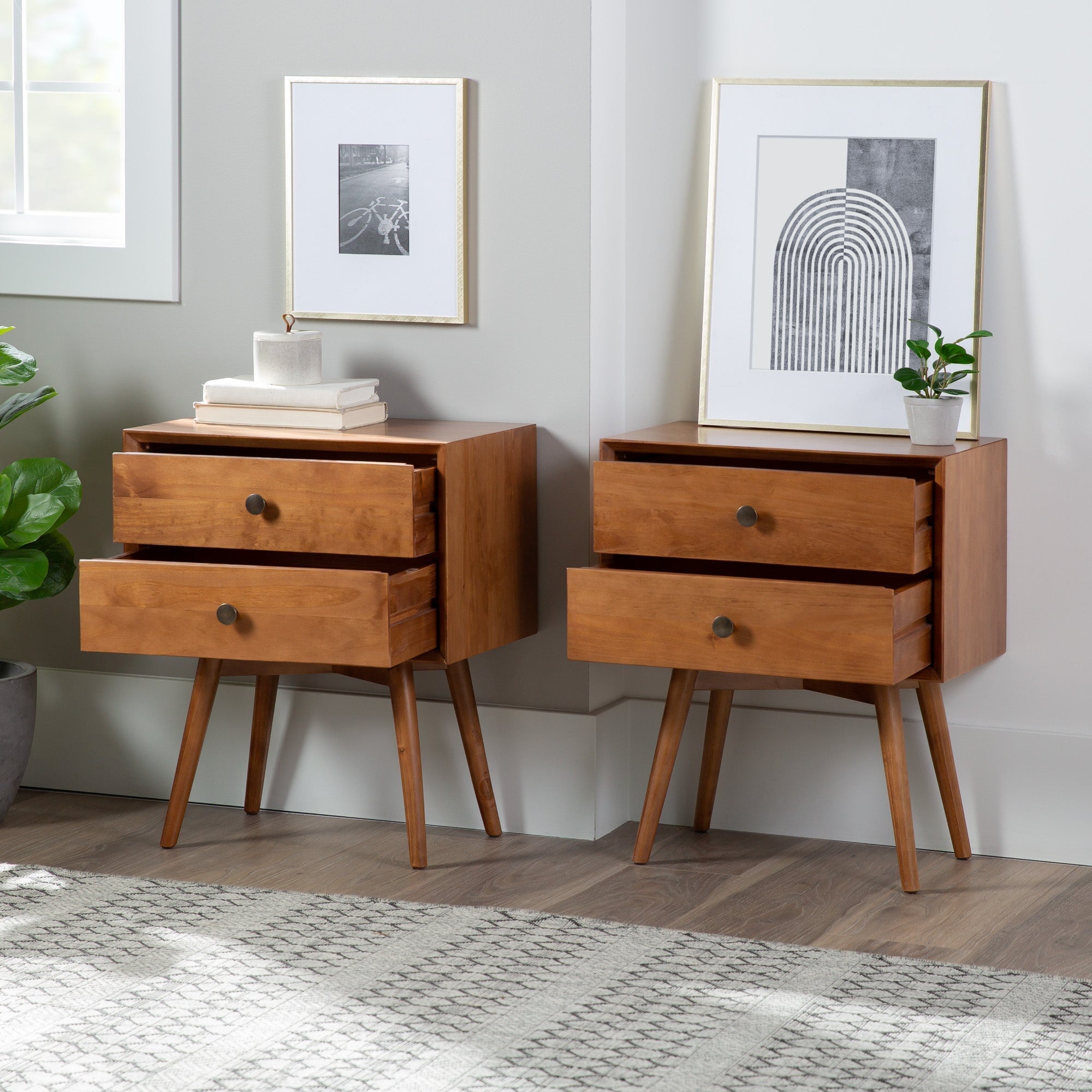Mid-Century Solid Wood Nightstand Collection (1 or 2 Drawer