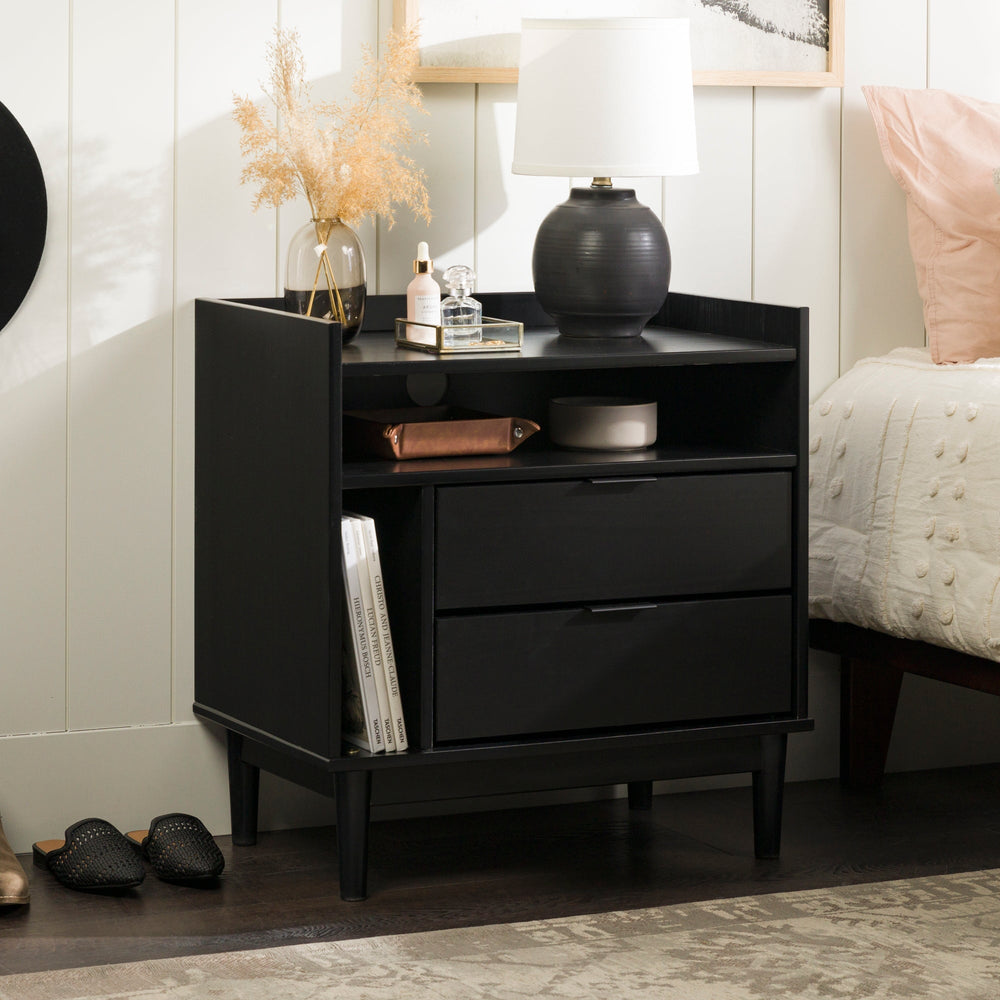 lee mid-century modern wood dresser product info and reviews Mid-Century Modern Solid Wood 2 Drawer Gallery Nightstand