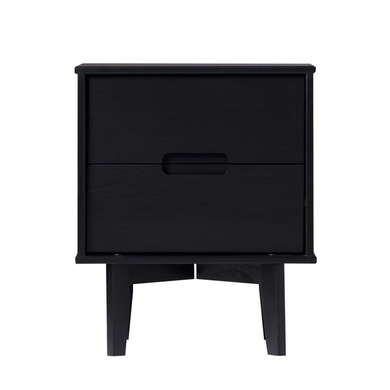 Sloane Mid Century Modern Solid Wood Nightstand Bedroom Walker Edison Nightstand Black 