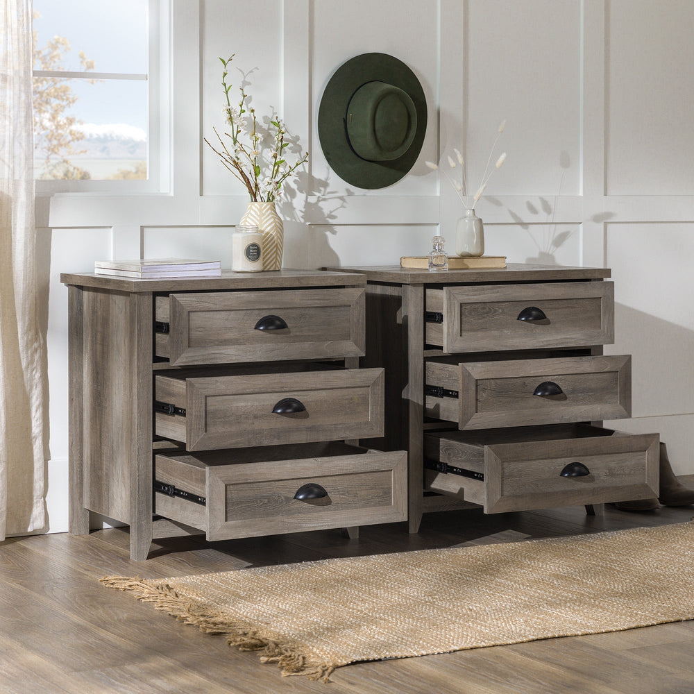 Odette Gray Wash 3-Drawer Nightstand