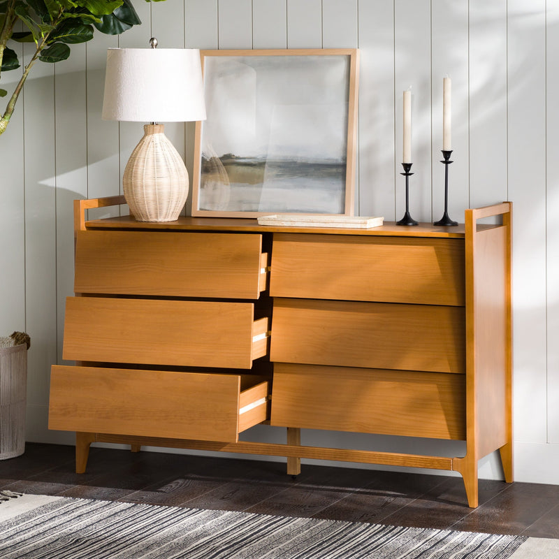 Modern Angled-Front 6-Drawer Dresser Living Room Walker Edison 