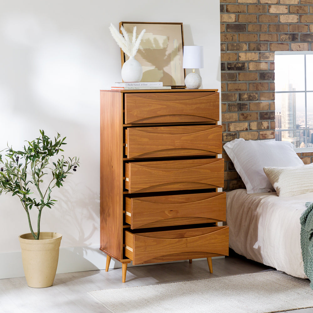 Atticus Solid Wood Mid-Century Modern Chest, Caramel Atticus Solid Wood Mid-Century Modern Chest, Caramel