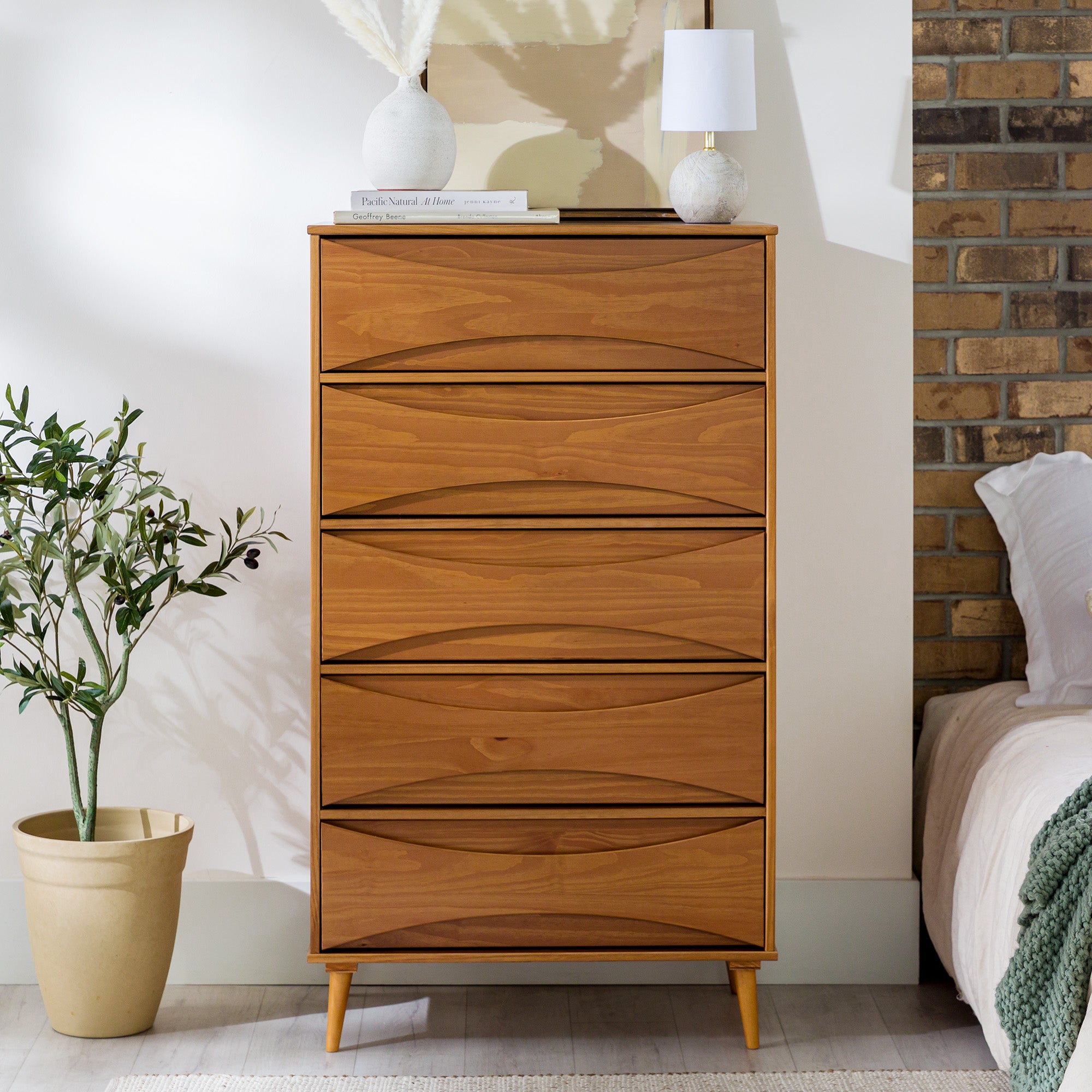 atticus solid wood mid-century modern dresser reviews Atticus 5-Drawer Solid Wood Chest