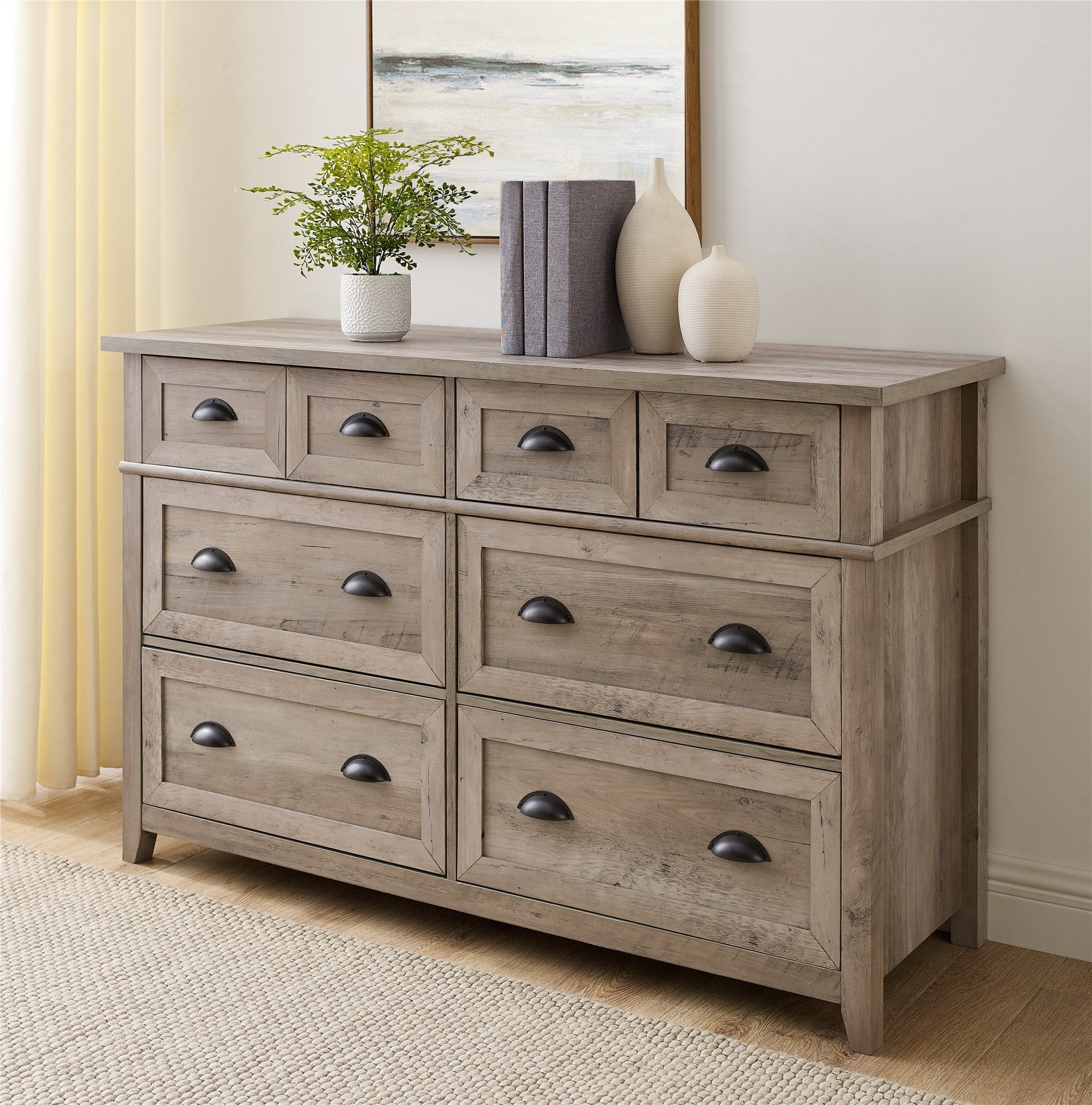 grey farmhouse dresser Odette Transitional or Chest traditional fit green and white dress Size:17.5 (34/35) gliding mechanisms for easy