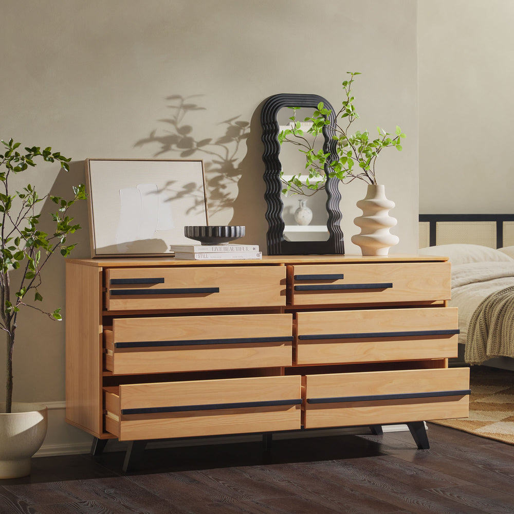 Rebecca 6-Drawer Solid Wood Modern Dresser Walker Edison Rebecca 6-Drawer Solid Wood Modern Dresser Walker Edison