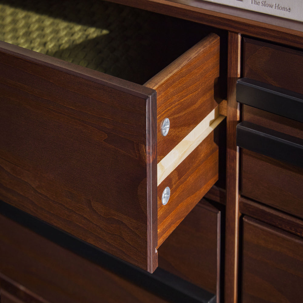 beckford walnut brown finish 6 drawer wood dresser Rebecca 6-Drawer Solid Wood Modern Dresser – Walker Edison