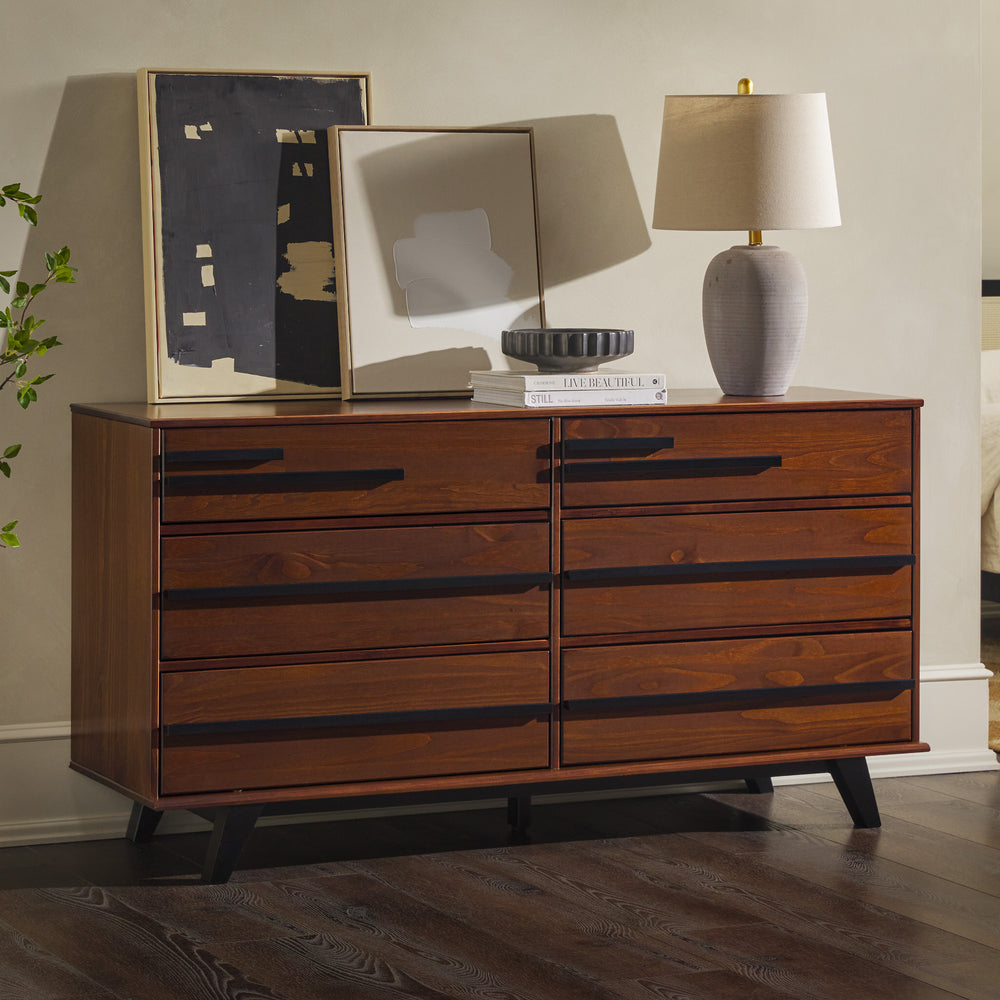 Rebecca 6-Drawer Solid Wood Modern Dresser Walker Edison Rebecca 6-Drawer Solid Wood Modern Dresser Walker Edison