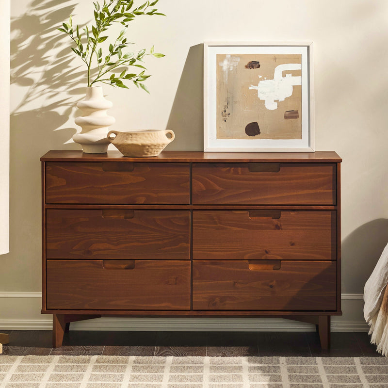 Sloane 6-Drawer Solid Wood Dresser Bedroom Walker Edison Walnut 