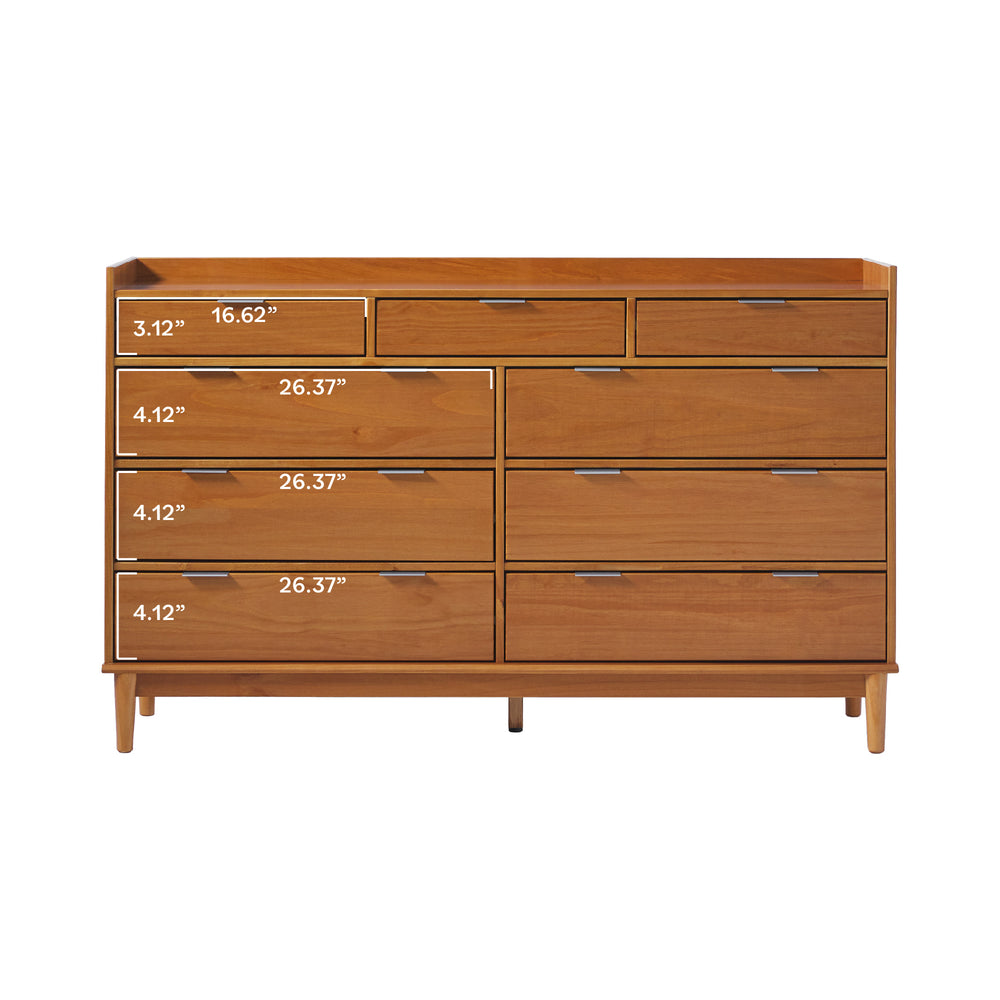 Lee Mid-Century Modern Wood Dresser 9-Drawer Dresser / White