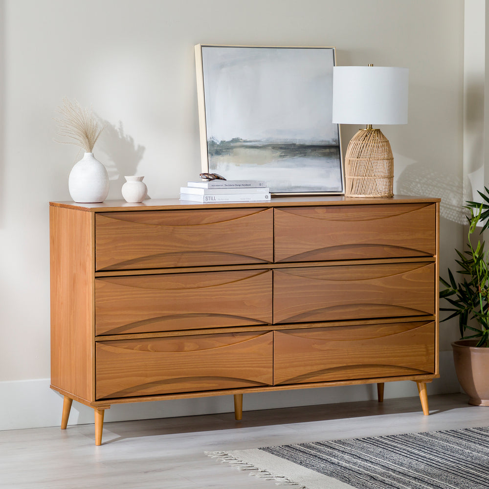 Atticus Solid Wood Mid-Century Modern Dresser, Caramel Atticus Solid Wood Mid-Century Modern Dresser, Caramel