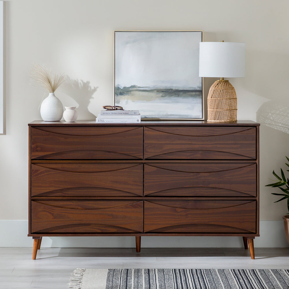 modern dresser walnut Atticus Solid Wood Mid-Century Modern Dresser – Walker Edison
