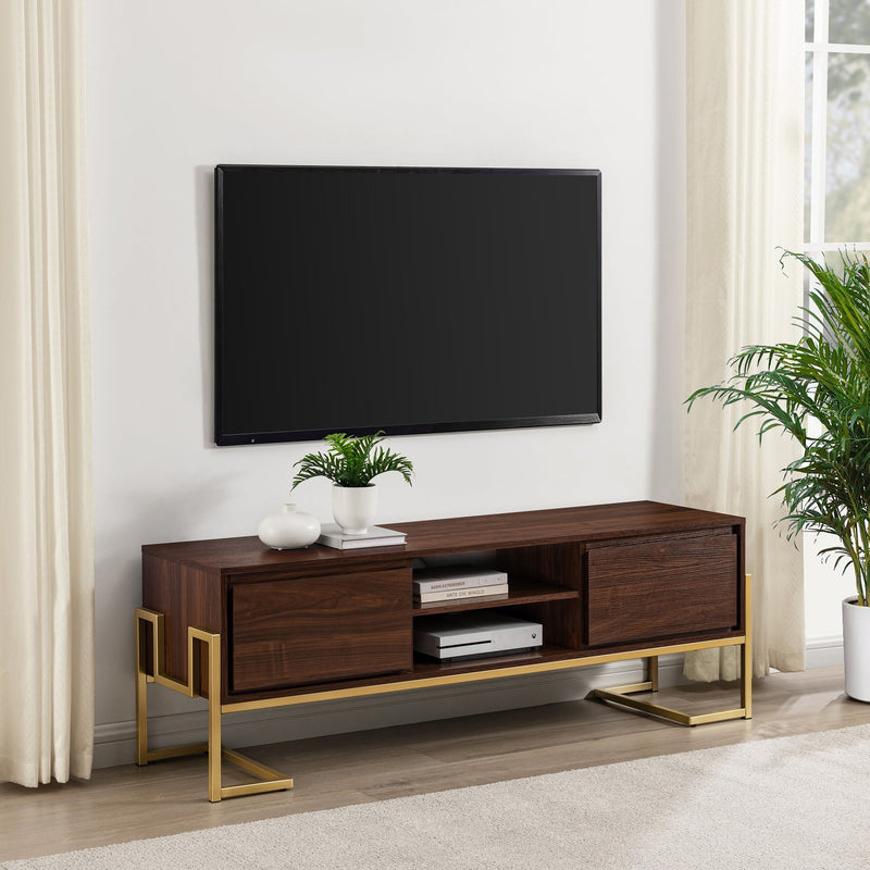 Modern Glam 2-Drawer TV Stand for TVs up to 65” Entertainment Centers & TV Stands Walker Edison Dark Walnut 