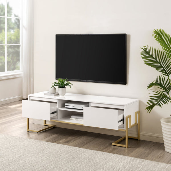 Modern Glam 2-Drawer TV Stand for TVs up to 65” Entertainment Centers & TV Stands Walker Edison 