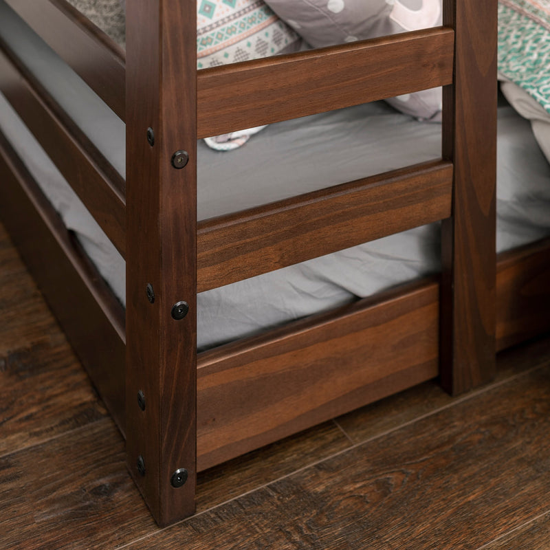 Jr. Twin Over Twin Solid Wood Bunk Bed Bedroom Walker Edison 