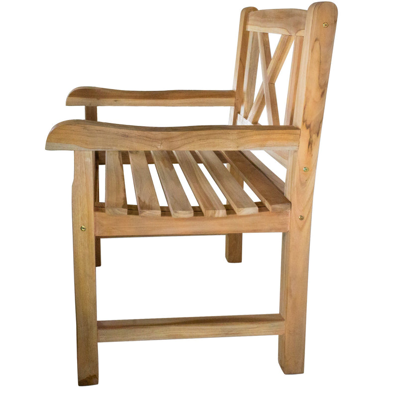 NORDICTEAK - Stockholm Natural Teak Outdoor Patio Dining Chair with Arm Rests