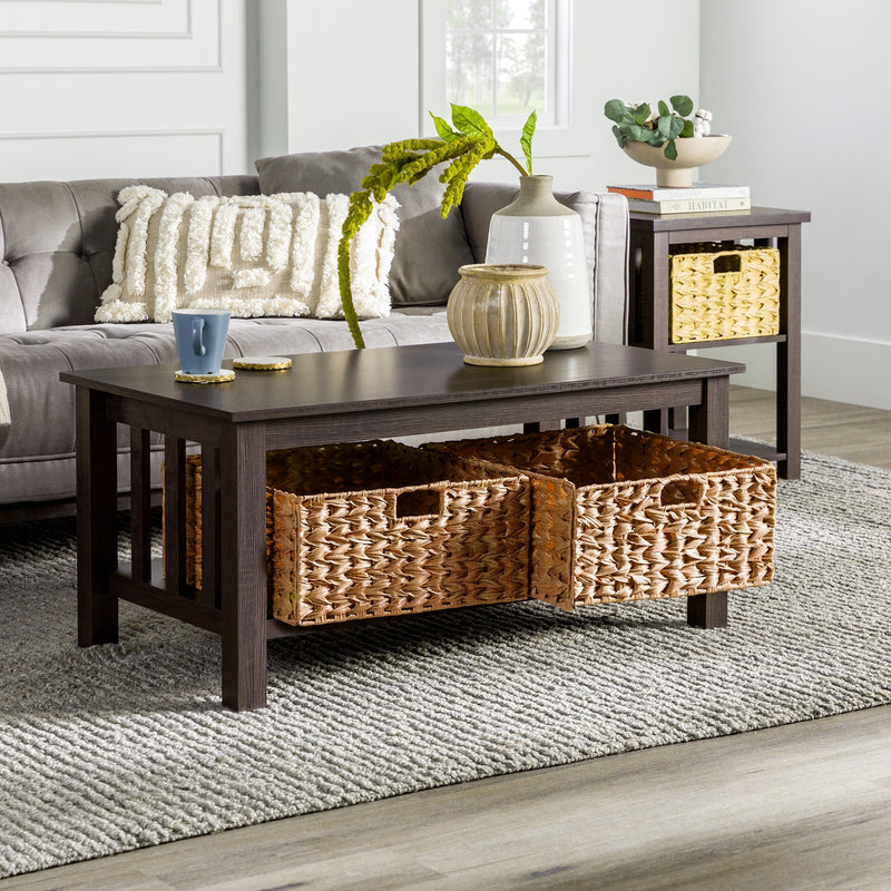 Mission Storage Coffee Table with Baskets Occasional Walker Edison 